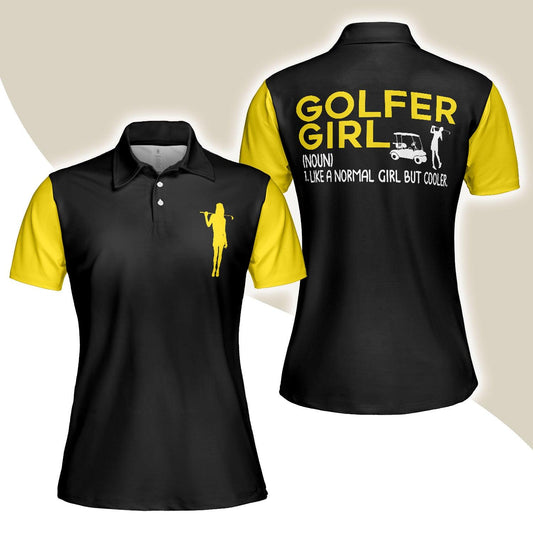 Golf Women Polo Shirt, Definition Of Golf Girl, Black And Yellow Golf Women Polo Shirts, Best Gift For Golf Lovers, Ladies, Female Golfers - Amzanimalsgift