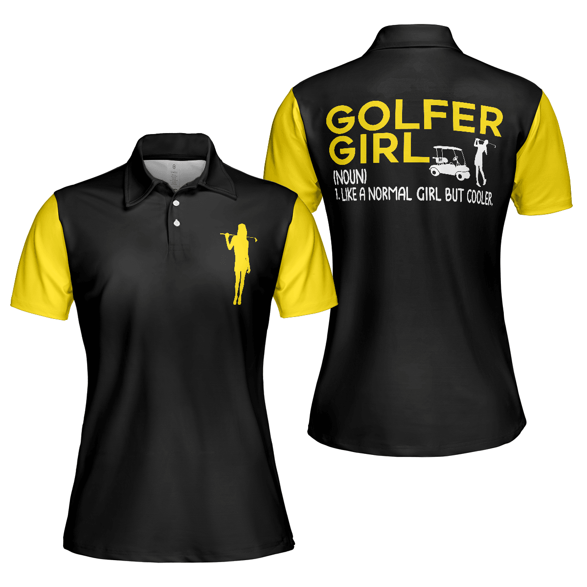 Golf Women Polo Shirt, Definition Of Golf Girl, Black And Yellow Golf Women Polo Shirts, Best Gift For Golf Lovers, Ladies, Female Golfers - Amzanimalsgift