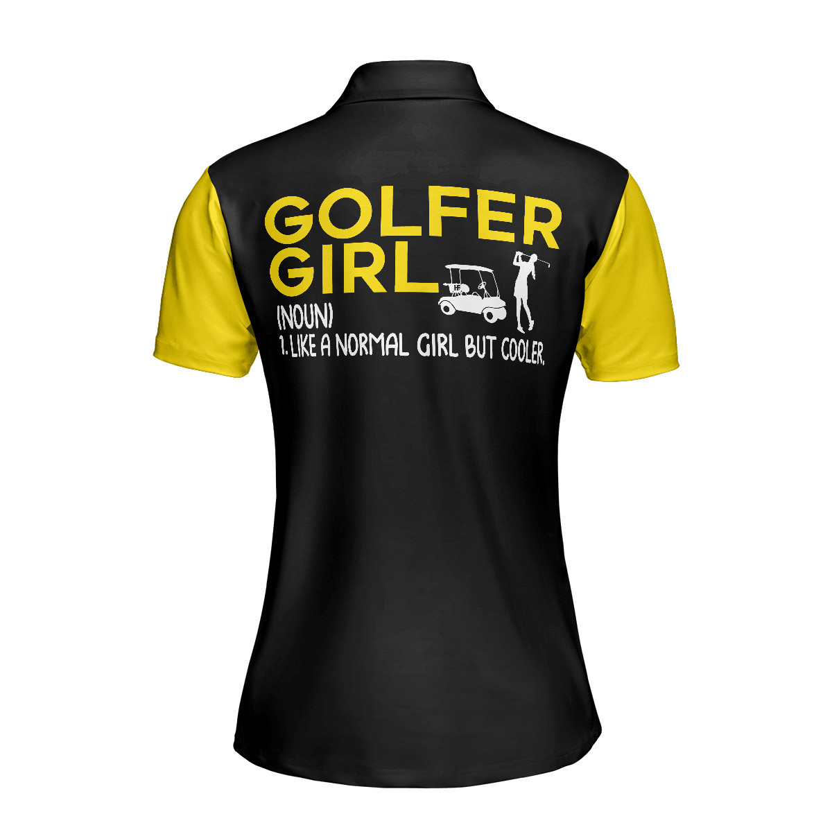 Golf Women Polo Shirt, Definition Of Golf Girl, Black And Yellow Golf Women Polo Shirts, Best Gift For Golf Lovers, Ladies, Female Golfers - Amzanimalsgift