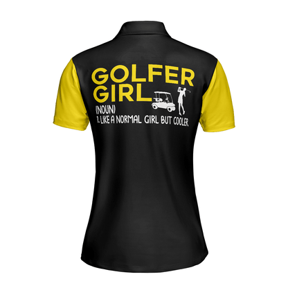 Golf Women Polo Shirt, Definition Of Golf Girl, Black And Yellow Golf Women Polo Shirts, Best Gift For Golf Lovers, Ladies, Female Golfers - Amzanimalsgift