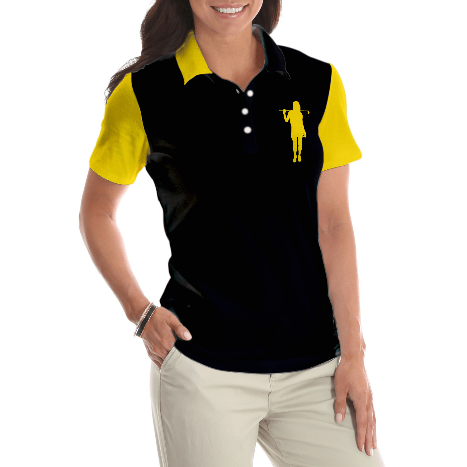 Golf Women Polo Shirt, Definition Of Golf Girl, Black And Yellow Golf Women Polo Shirts, Best Gift For Golf Lovers, Ladies, Female Golfers - Amzanimalsgift
