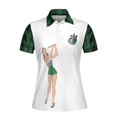 Golf Women Polo Shirt, Don't Play Too Much Golf, Green Plaid Pattern Women Polo Shirts, Best Golf Gift For Female Golfers, Golf Lovers, Ladies - Amzanimalsgift