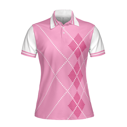 Golf Women Polo Shirt, Eat Sleep Golf Repeat, Pink Argyle Pattern Golf Women Polo Shirts, Golfing Gift For Ladies, Golfers, Golf Sport Lovers - Amzanimalsgift