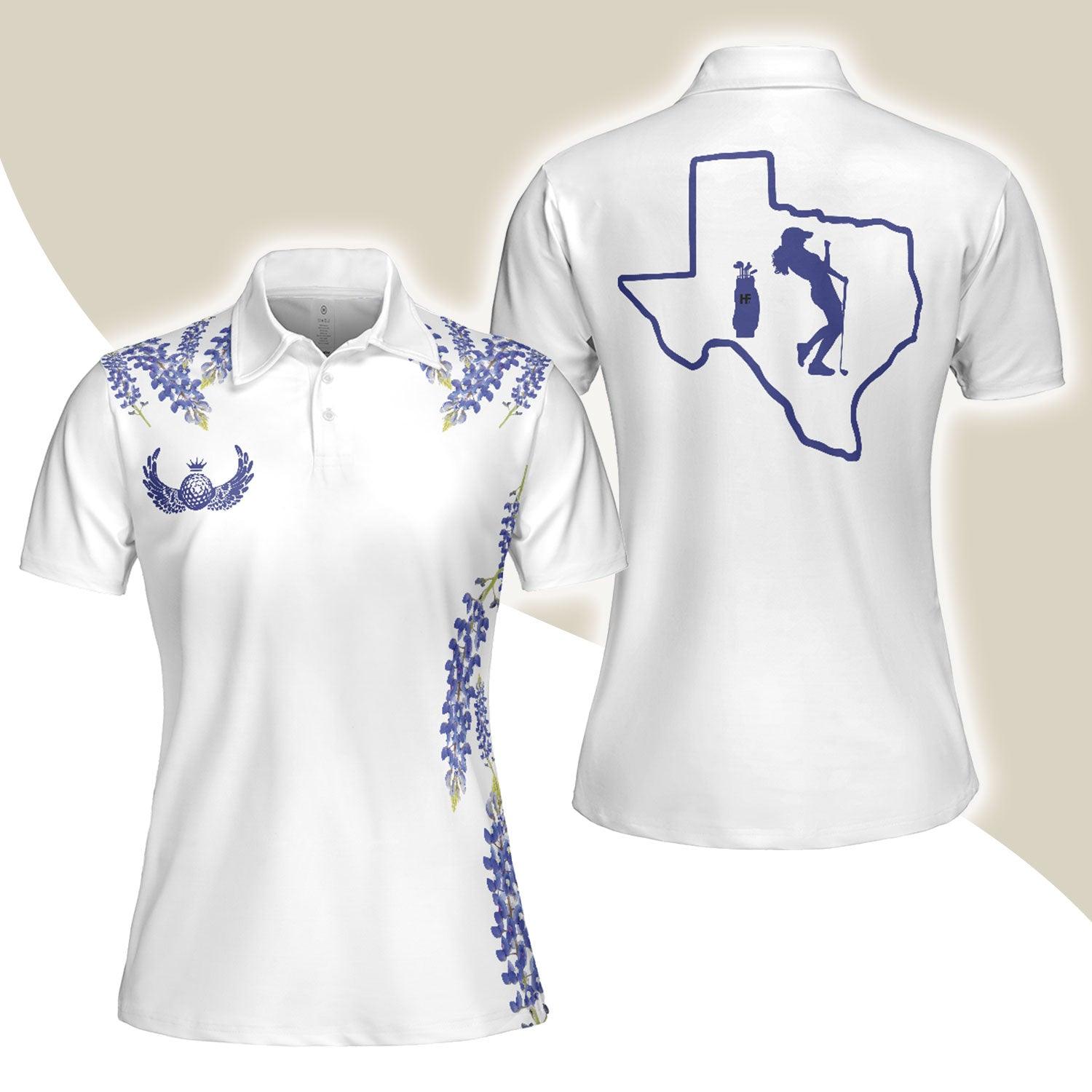 Golf Women Polo Shirt - Elegant Bluebonnet Flower For Texas Golfer Women Polo Shirts - Perfect Polo Shirt Gift For Ladies, Golfers, Golf Lovers - Amzanimalsgift