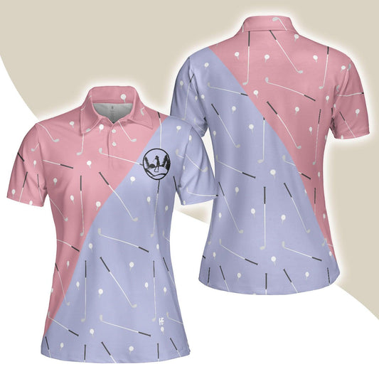 Golf Women Polo Shirt - Elegant Golf Girl Seamless Pattern Women Polo Shirts - Perfect Polo Shirt For Ladies, Golfers, Golf Loves - Amzanimalsgift