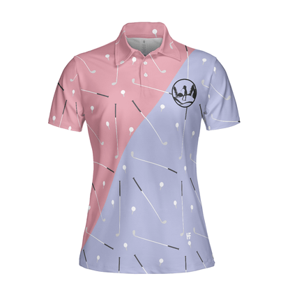 Golf Women Polo Shirt - Elegant Golf Girl Seamless Pattern Women Polo Shirts - Perfect Polo Shirt For Ladies, Golfers, Golf Loves - Amzanimalsgift