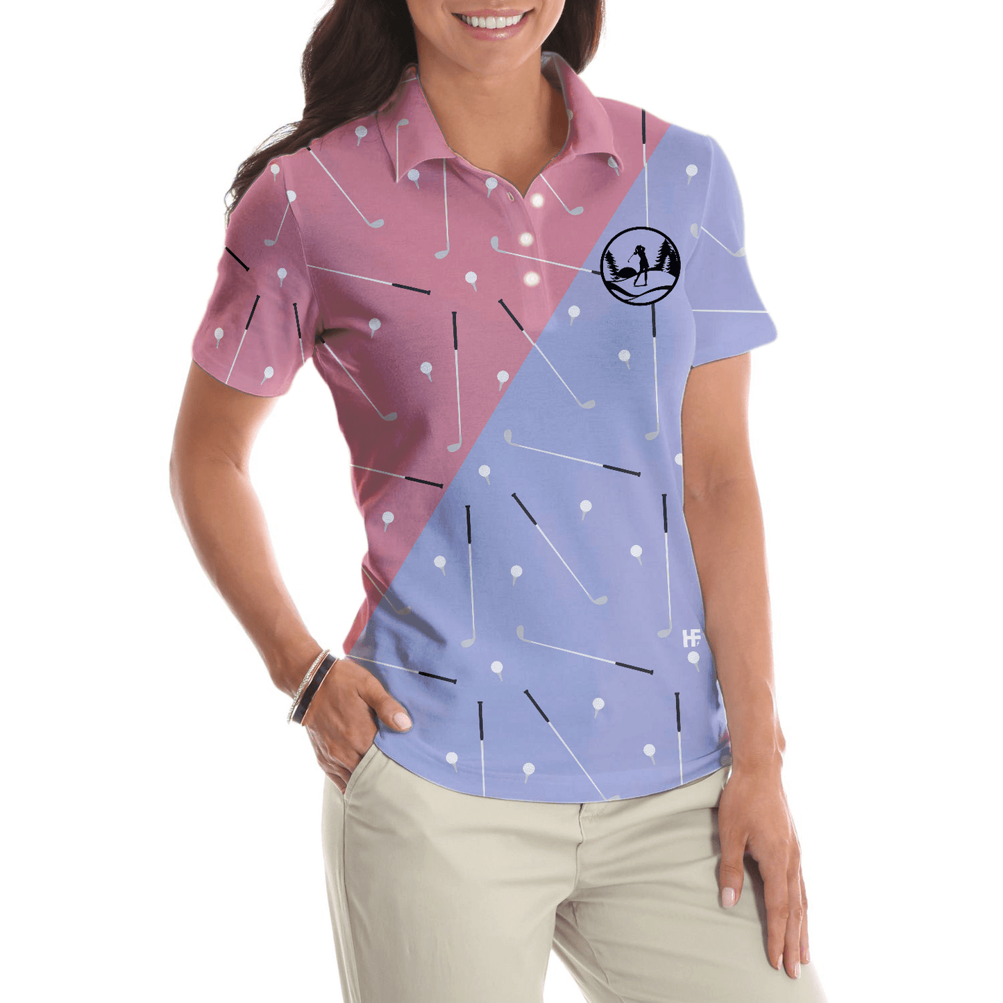 Golf Women Polo Shirt - Elegant Golf Girl Seamless Pattern Women Polo Shirts - Perfect Polo Shirt For Ladies, Golfers, Golf Loves - Amzanimalsgift