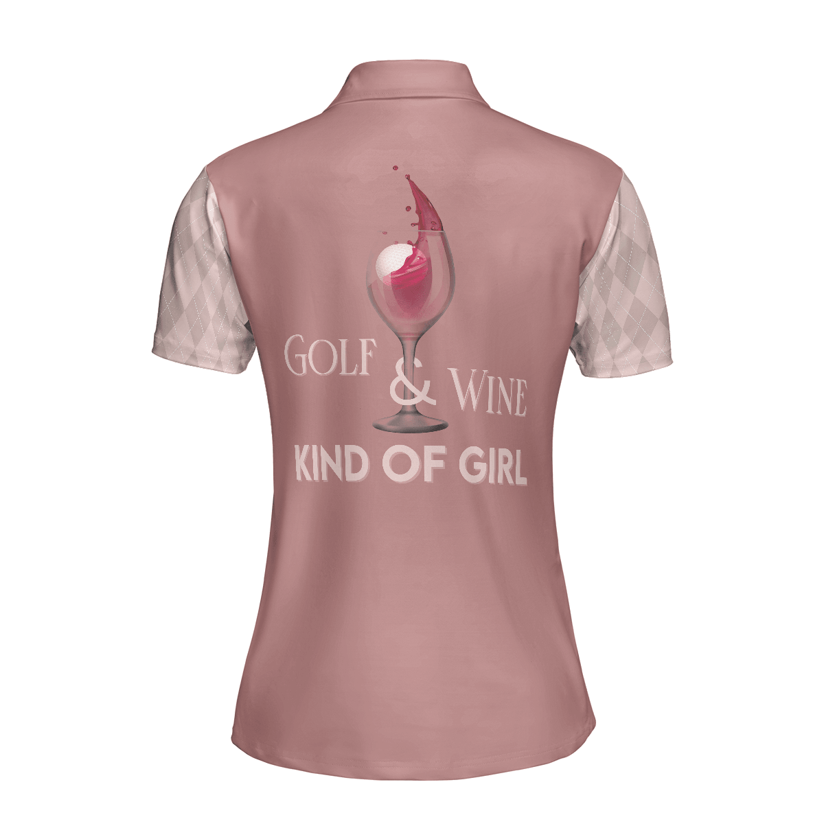 Golf Women Polo Shirt, Golf & Wine Kind Of Girl, Pink Argyle Pattern Women Polo Shirts, Wine Golf Gift For Ladies, Golfers, Golf Sport Lovers - Amzanimalsgift