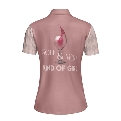 Golf Women Polo Shirt, Golf & Wine Kind Of Girl, Pink Argyle Pattern Women Polo Shirts, Wine Golf Gift For Ladies, Golfers, Golf Sport Lovers - Amzanimalsgift
