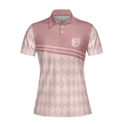 Golf Women Polo Shirt, Golf & Wine Kind Of Girl, Pink Argyle Pattern Women Polo Shirts, Wine Golf Gift For Ladies, Golfers, Golf Sport Lovers - Amzanimalsgift