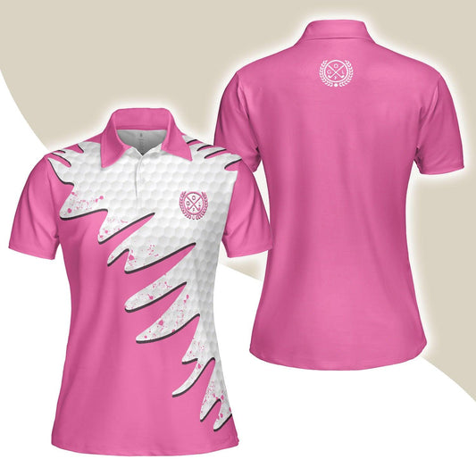 Golf Women Polo Shirt, Golf Ball Texture With Pink Color Golf Women Polo Shirts, Golfing Gift For Ladies, Female Golfers, Golf Lovers - Amzanimalsgift