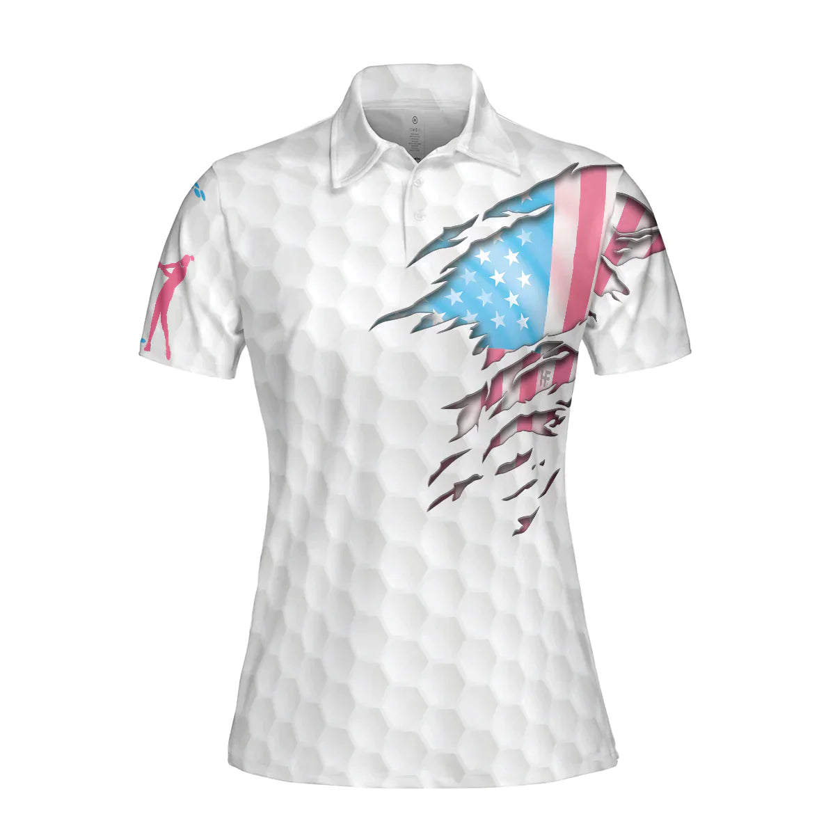 Golf Women Polo Shirt, Golf Balls Pattern American Flag Women Polo Shirts, Golfing Gift For Ladies, Female Golfers - Just A Girl Who Loves Golf - Amzanimalsgift