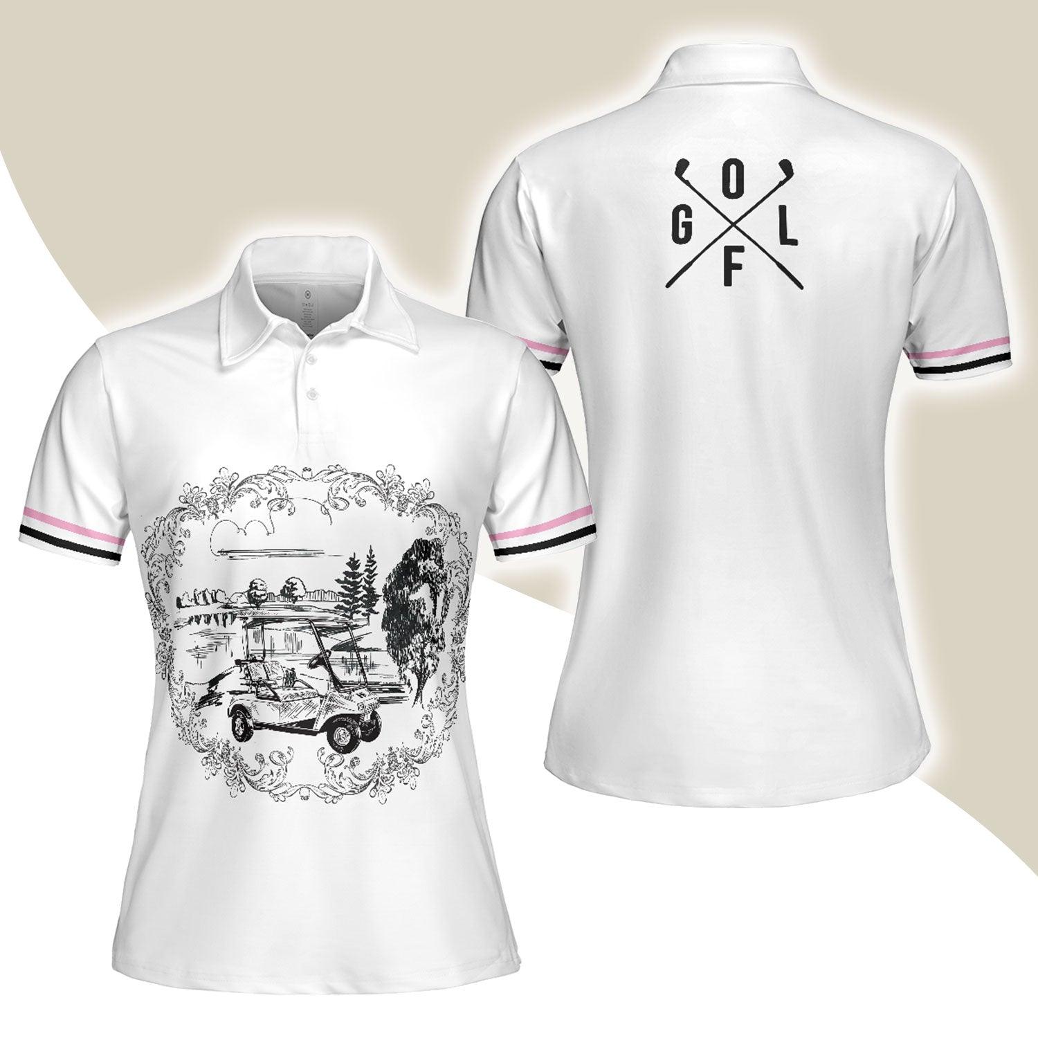 Golf Women Polo Shirt, Golf Course Sketch Golf Women Polo Shirts, Golfing Gift For Ladies, Female Golfers, Golf Lovers - Amzanimalsgift