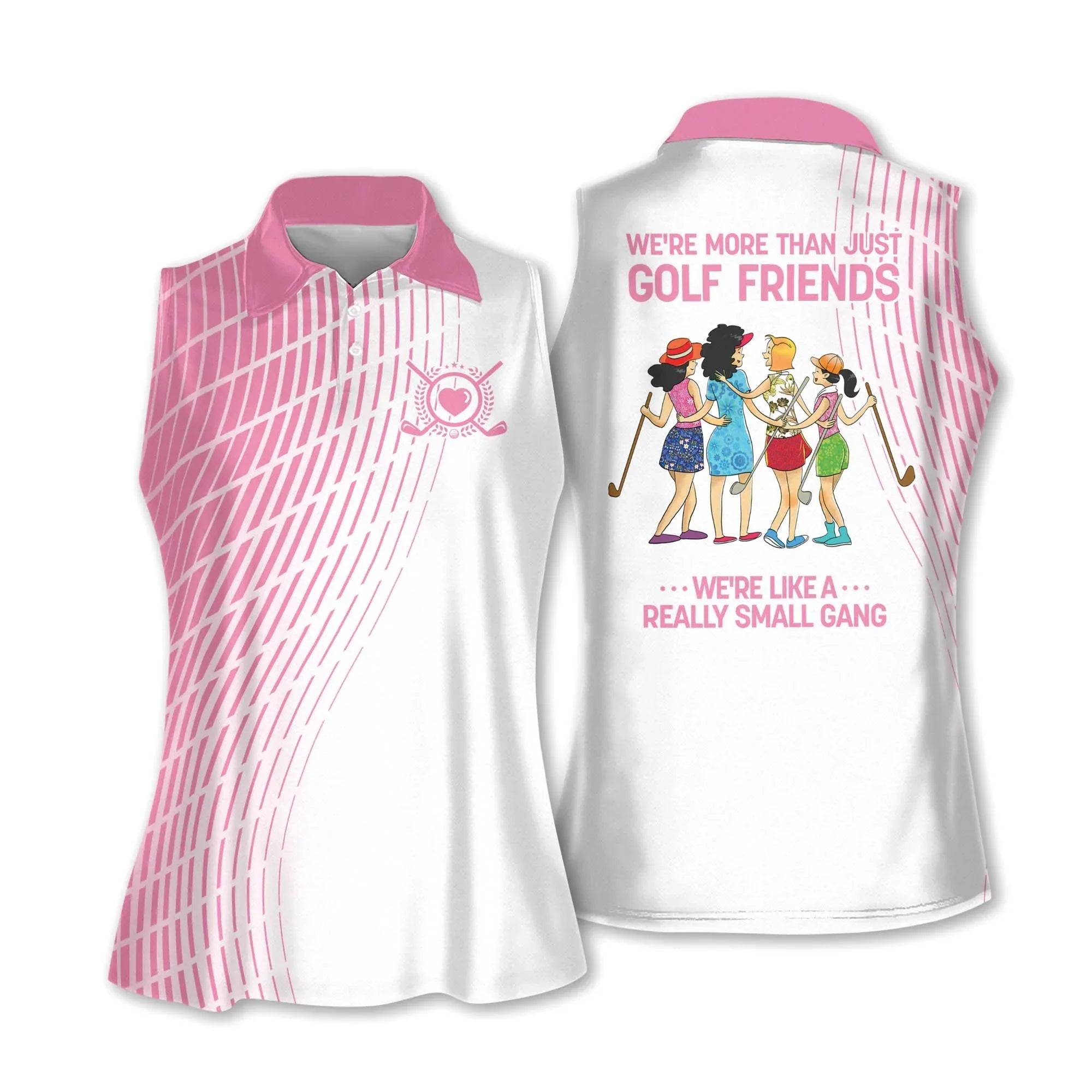Golf Women Polo Shirt, Golf Friends Four Girl Multicolor Pattern White Background Polo Shirt - Gift For Mother's Day, Golfers, Female, Golf Lovers - Amzanimalsgift