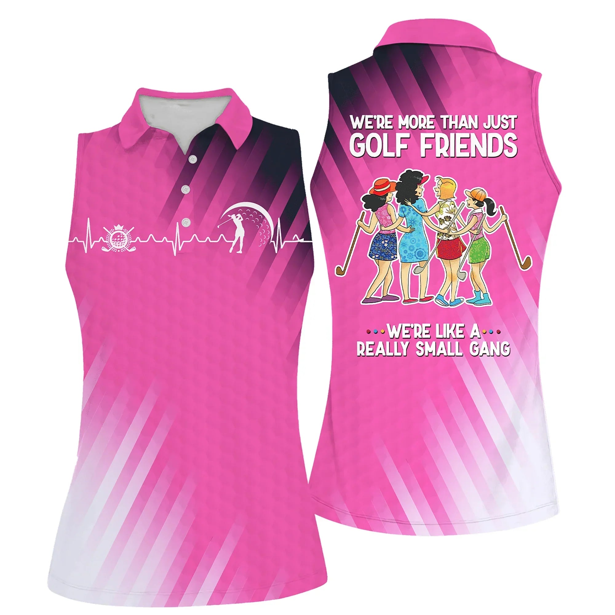Golf Women Polo Shirt, Golf Friends Nice Shot Team Heartbeat Multicolor Women Polo Shirt - Gift For Mother's Day, Golfers, Female, Golf Lover - Amzanimalsgift