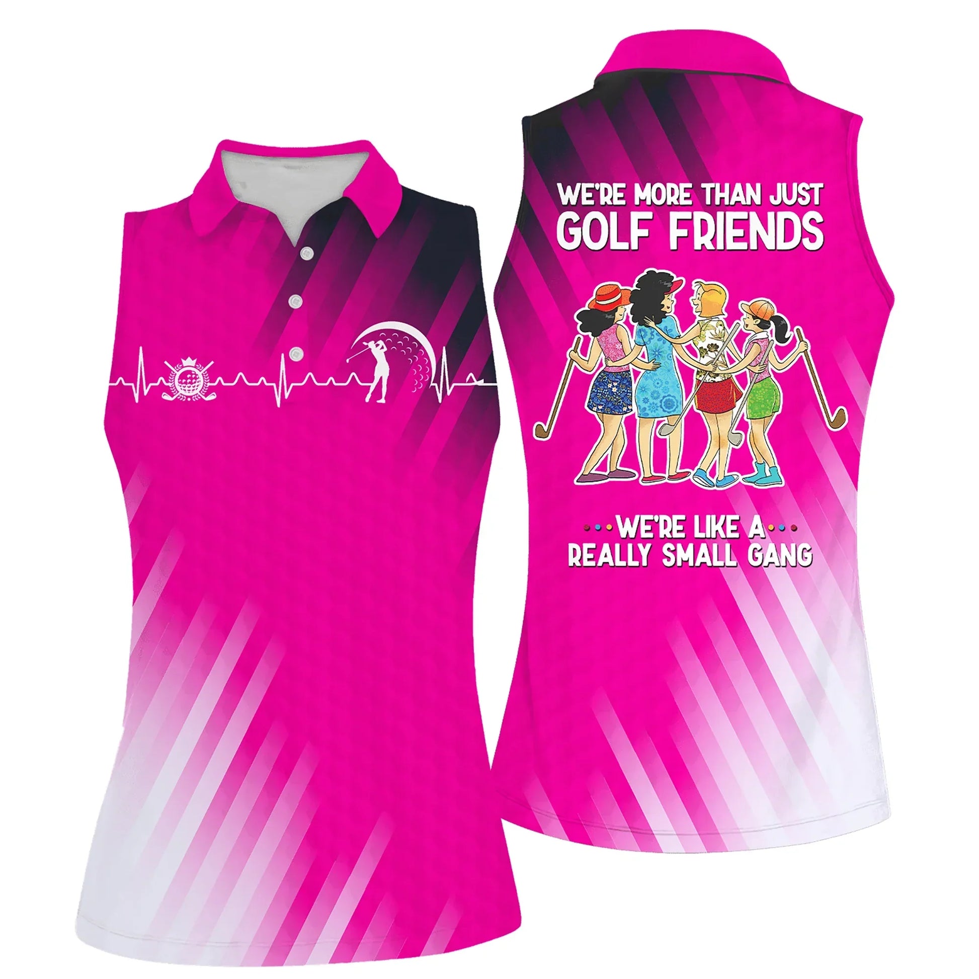 Golf Women Polo Shirt, Golf Friends Nice Shot Team Heartbeat Multicolor Women Polo Shirt - Gift For Mother's Day, Golfers, Female, Golf Lover - Amzanimalsgift