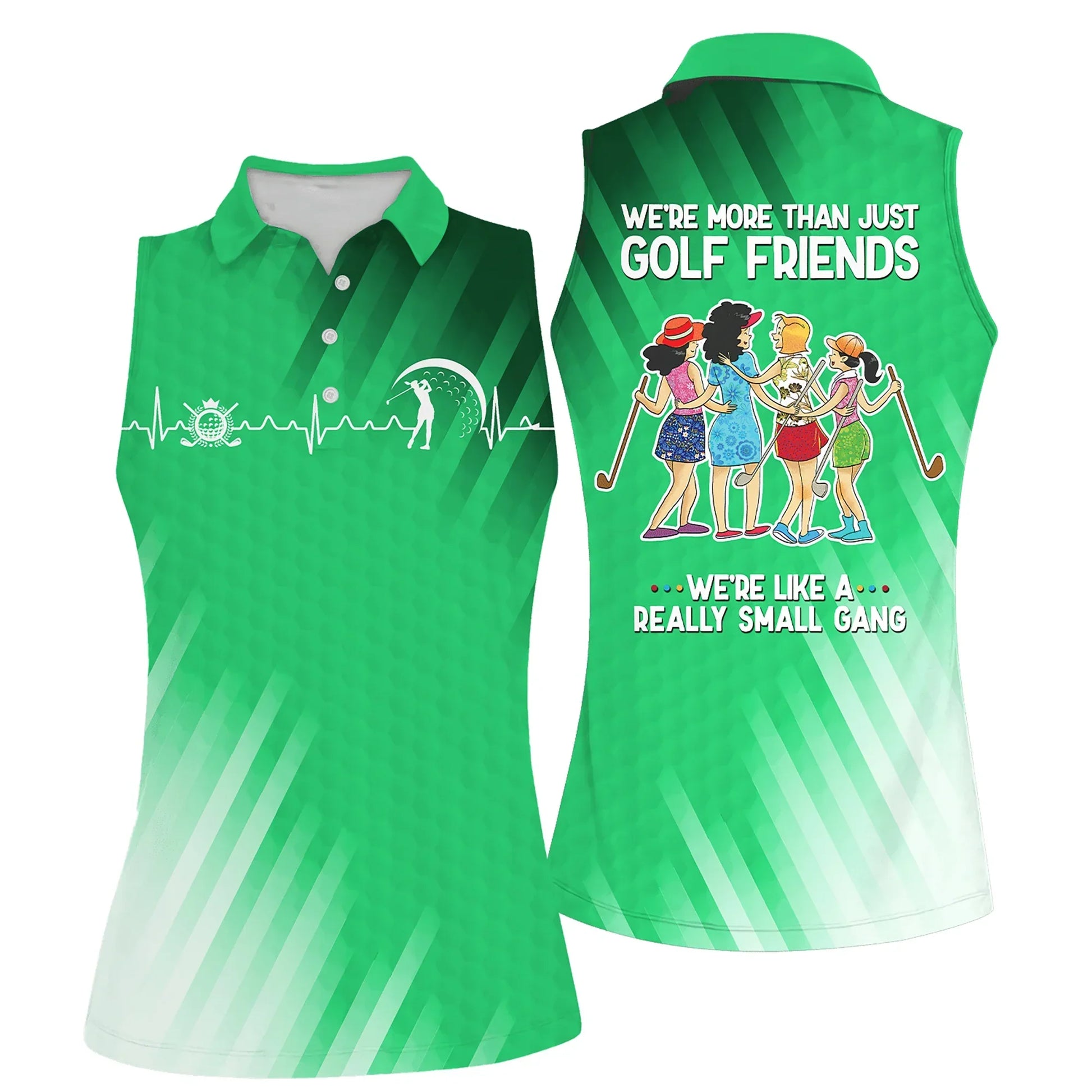 Golf Women Polo Shirt, Golf Friends Nice Shot Team Heartbeat Multicolor Women Polo Shirt - Gift For Mother's Day, Golfers, Female, Golf Lover - Amzanimalsgift