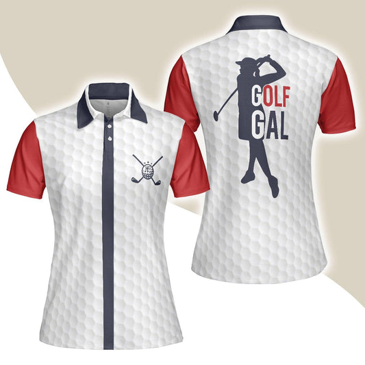 Golf Women Polo Shirt, Golf Gal Red White And Navy Women Polo Shirts, Best Gift For Female Golfers, Ladies, Golf Lovers - Amzanimalsgift