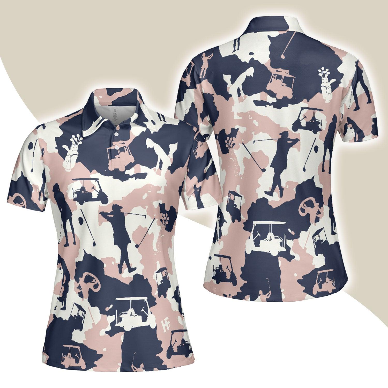 Golf Women Polo Shirt, Golf Girl Camouflage Camo Pink Navy Women Polo Shirts, Cool Golf Gift For Female Golfers, Ladies, Golf Lovers - Amzanimalsgift