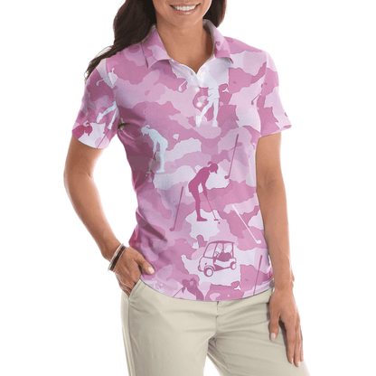 Golf Women Polo Shirt, Golf Girl Camouflage Pink And Light Pink Camo Women Polo Shirts, Cool Golf Gift For Female Golfers, Ladies, Golf Lovers - Amzanimalsgift