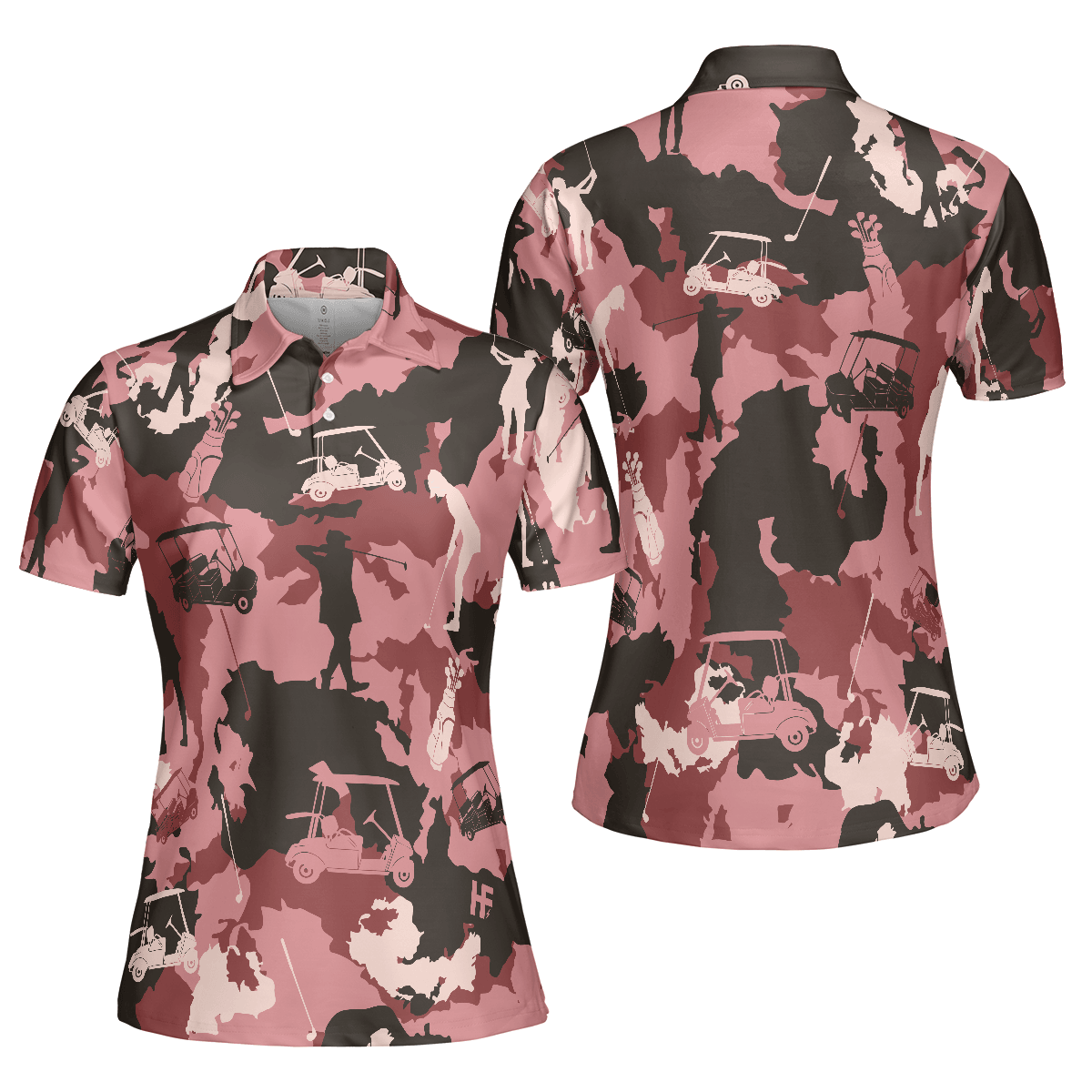 Golf Women Polo Shirt, Golf Girl Camouflage Pink Red Brown Camo Women Polo Shirts, Cool Golf Gift For Female Golfers, Ladies, Golf Lovers - Amzanimalsgift