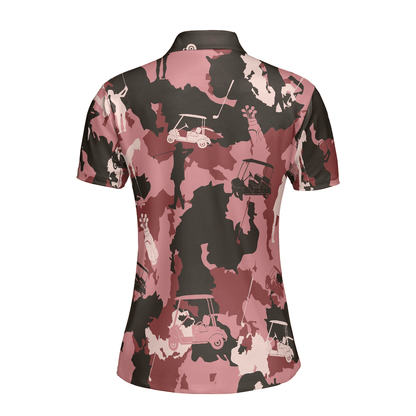 Golf Women Polo Shirt, Golf Girl Camouflage Pink Red Brown Camo Women Polo Shirts, Cool Golf Gift For Female Golfers, Ladies, Golf Lovers - Amzanimalsgift