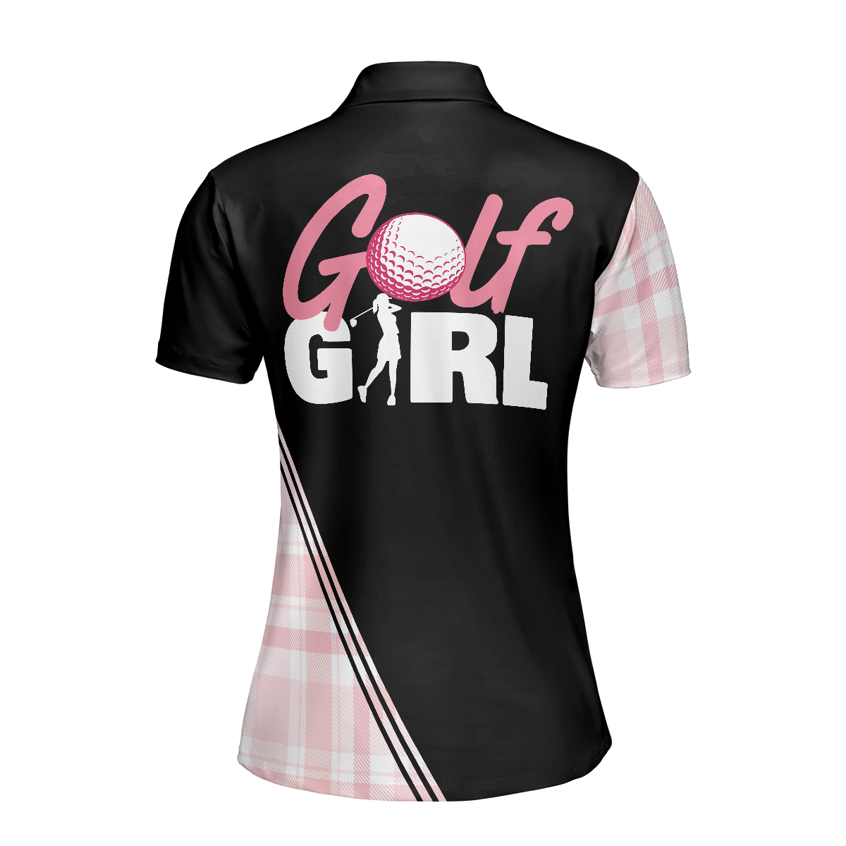 Golf Women Polo Shirt, Golf Girl In Black And Pink Plaid Pattern Women Polo Shirts, Unique Gift For Female Golfers, Ladies, Golf Lovers - Amzanimalsgift