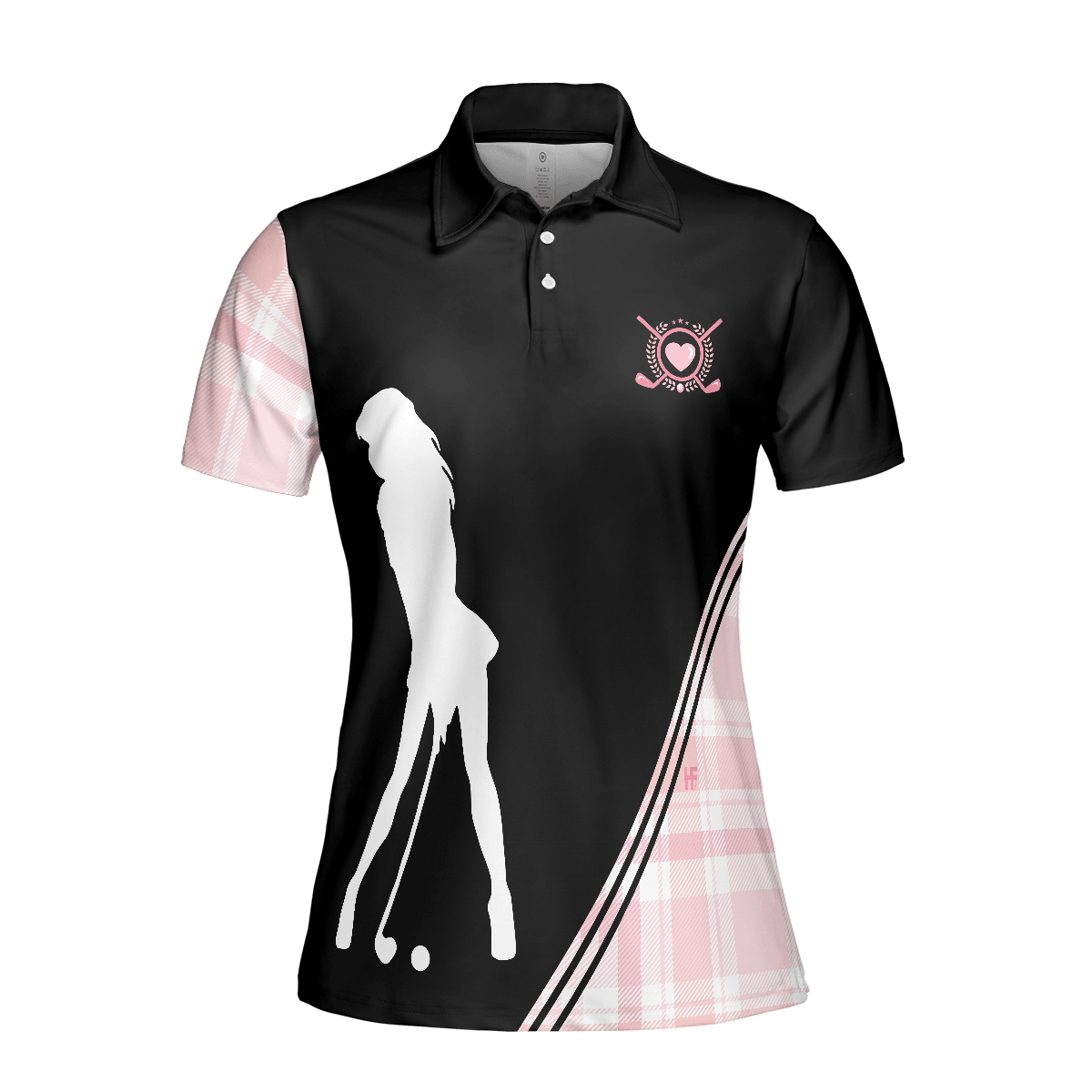Golf Women Polo Shirt, Golf Girl In Black And Pink Plaid Pattern Women Polo Shirts, Unique Gift For Female Golfers, Ladies, Golf Lovers - Amzanimalsgift
