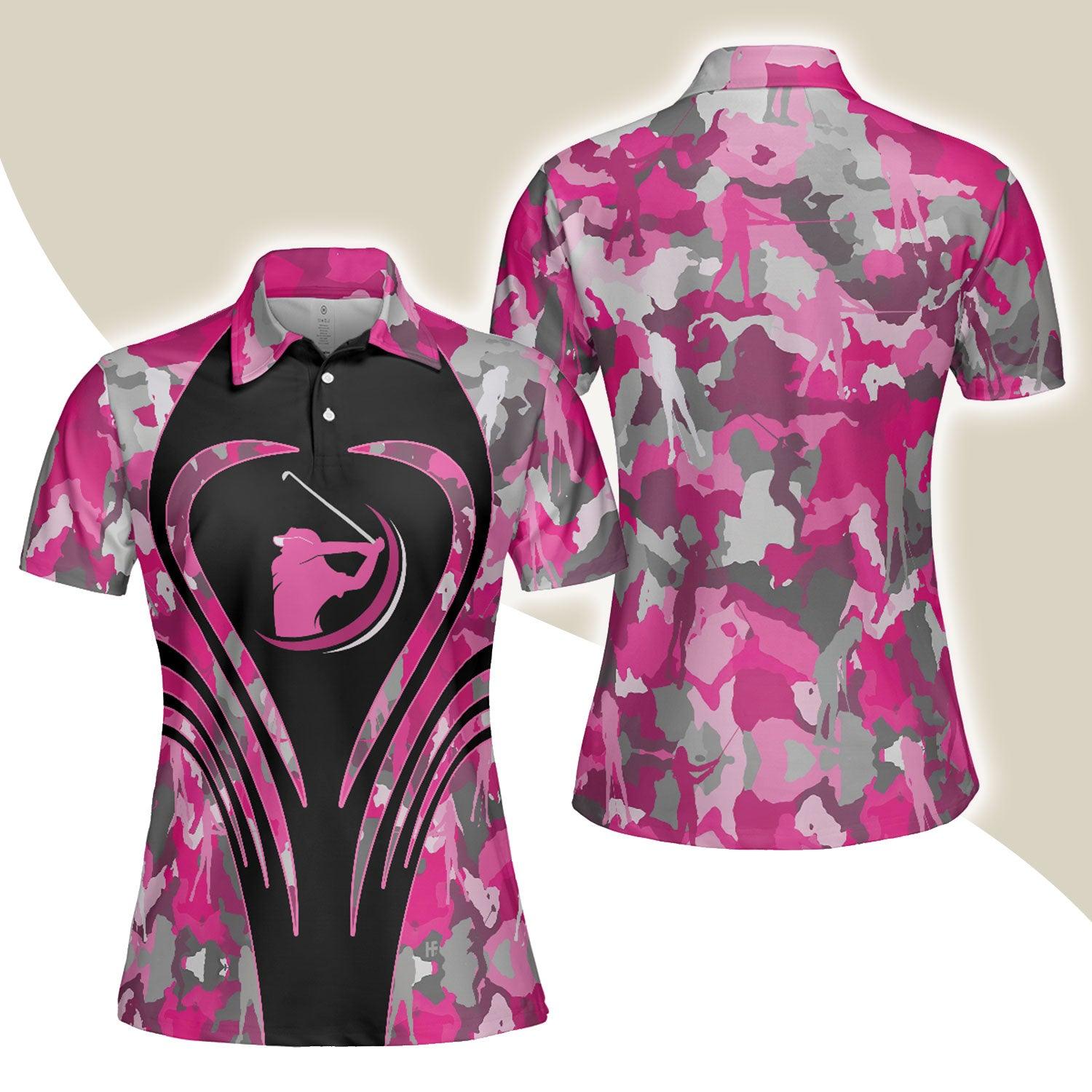 Golf Women Polo Shirt, Golf Girl Pink Camouflage Pattern Women Polo Shirts, Golfing Gift For Ladies, Team Female Golfers, Golf Lovers - Amzanimalsgift