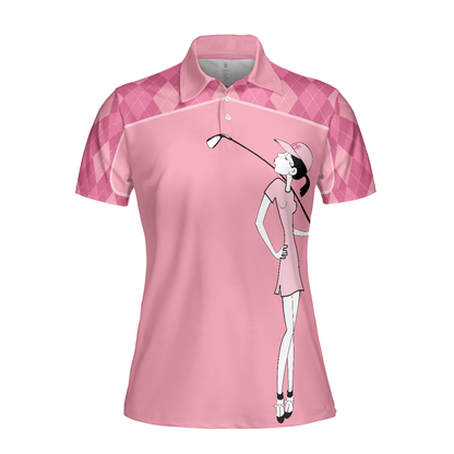 Golf Women Polo Shirt - Golf Girl You Say Girl Can't Golf I Say Watch Me Pink Argyle Pattern Women Polo Shirts - Perfect Gift For Women, Golfers - Amzanimalsgift