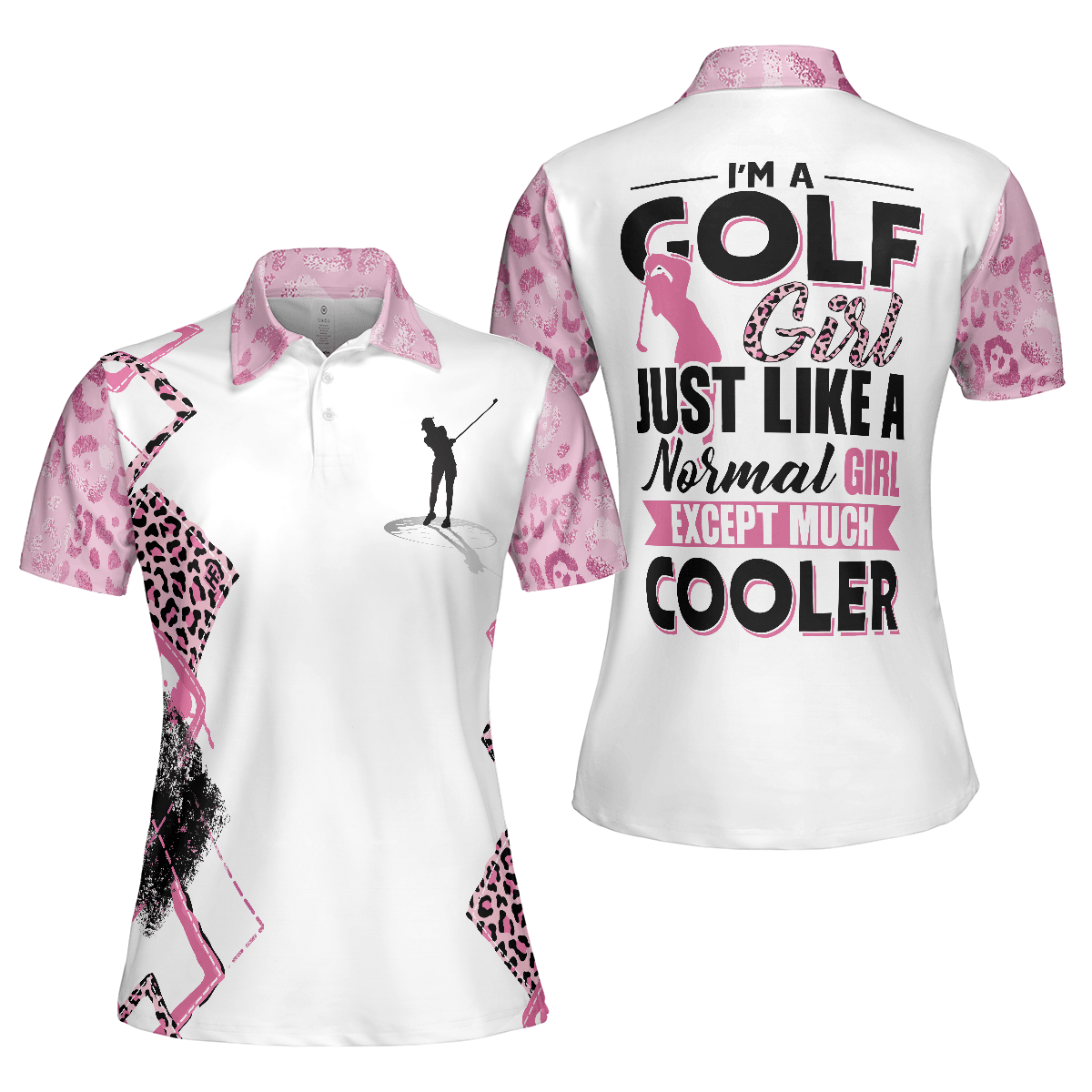 Golf Women Polo Shirt, Golf Girls Are Cooler Leopard Pink Argyle Pattern Women Polo Shirts, Unique Gift For Female Golfers, Ladies, Golf Lovers - Amzanimalsgift