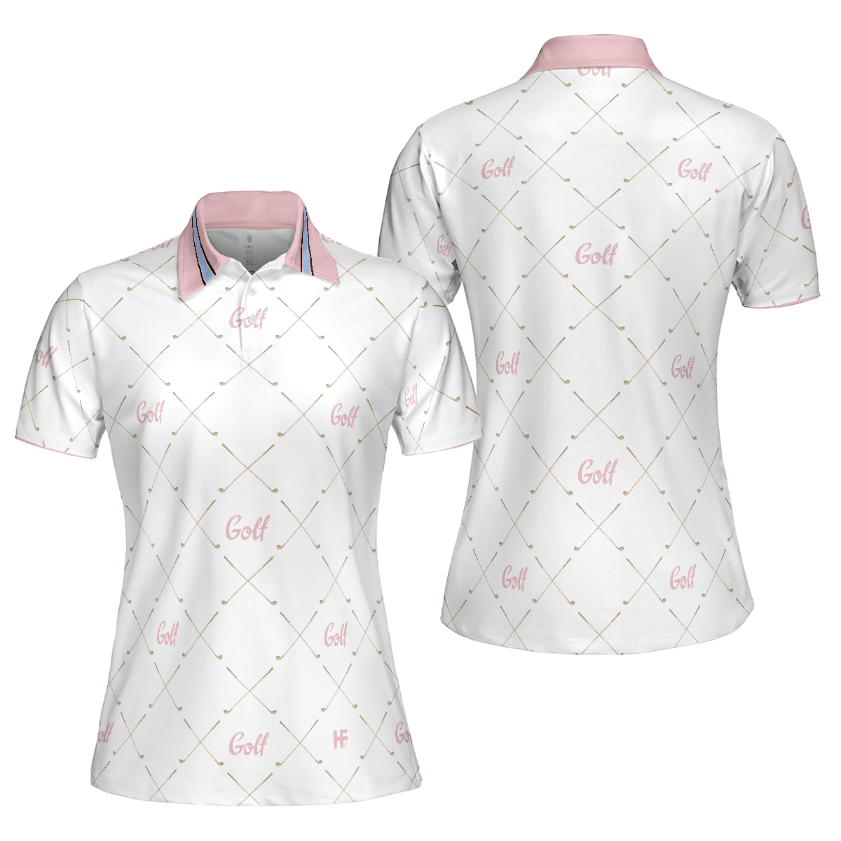 Golf Women Polo Shirt, Golf In Pink With Simple Golf Clubs Pattern, Classic Golf Women Polo Shirts, Unique Golf Gift For Ladies, Team Female Golfers - Amzanimalsgift