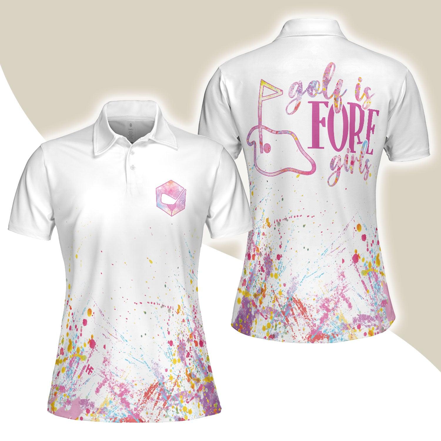 Golf Women Polo Shirt, Golf Is Fore Girls, Ink Splash Watercolor Women Polo Shirts, Unique Golf Gift For Female Golfers, Ladies, Golf Lovers - Amzanimalsgift