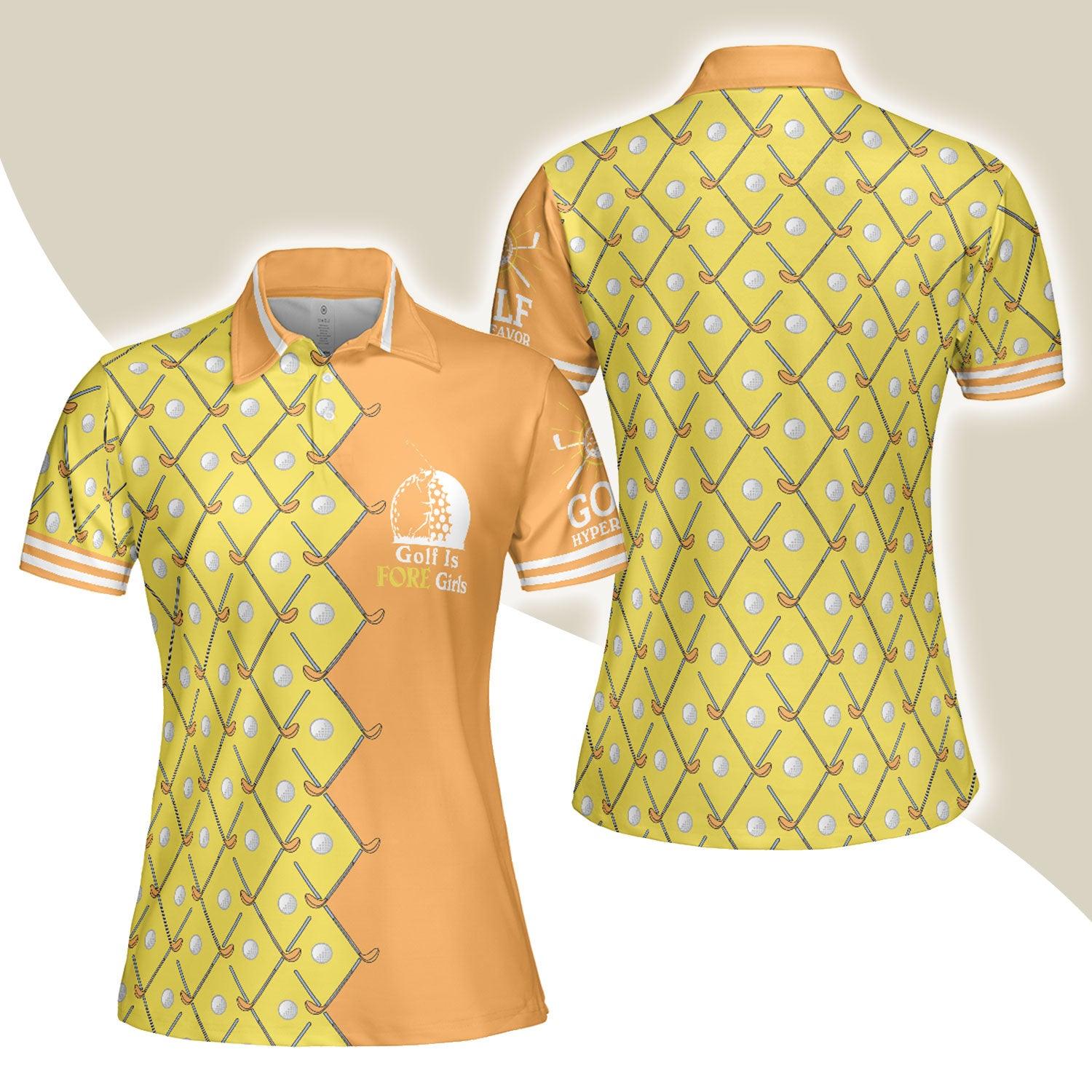 Golf Women Polo Shirt, Golf Is Fore Girls, Yellow Argyle Pattern Women Polo Shirts, Cool Golf Gift For Golfers, Ladies, Golf Lovers - Amzanimalsgift