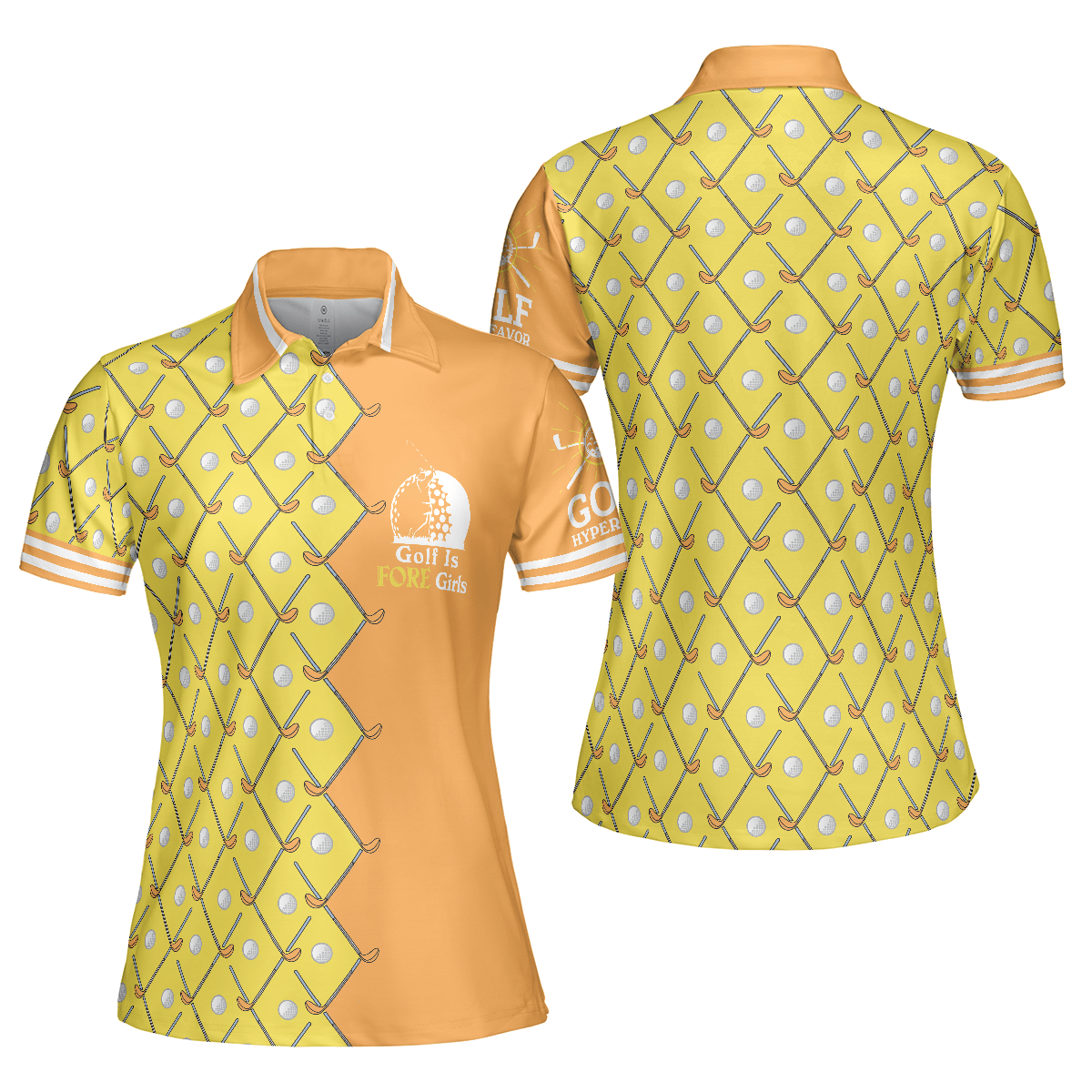 Golf Women Polo Shirt, Golf Is Fore Girls, Yellow Argyle Pattern Women Polo Shirts, Cool Golf Gift For Golfers, Ladies, Golf Lovers - Amzanimalsgift