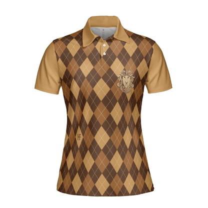 Golf Women Polo Shirt, Golf Is My Favourite Season, Brown Argyle Pattern Golf Women Polo Shirts, Unique Golf Gift For Ladies, Team Female Golfers - Amzanimalsgift