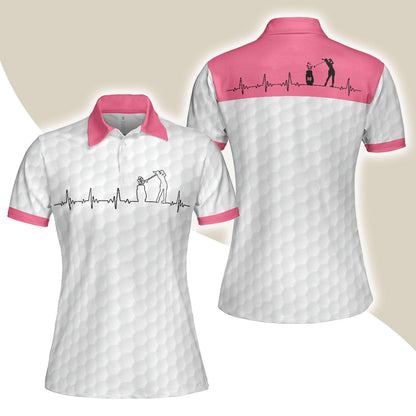 Golf Women Polo Shirt, Golf Is My Heart Pink Heartbeat Women Polo Shirts, Best Golf Gift For Female Golfers, Ladies, Golf Lovers - Amzanimalsgift