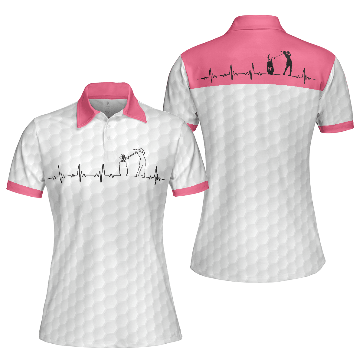 Golf Women Polo Shirt, Golf Is My Heart Pink Heartbeat Women Polo Shirts, Best Golf Gift For Female Golfers, Ladies, Golf Lovers - Amzanimalsgift