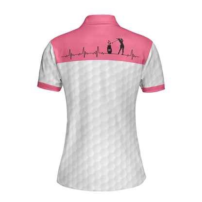 Golf Women Polo Shirt, Golf Is My Heart Pink Heartbeat Women Polo Shirts, Best Golf Gift For Female Golfers, Ladies, Golf Lovers - Amzanimalsgift