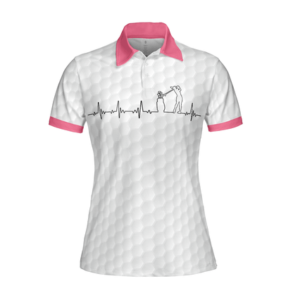 Golf Women Polo Shirt, Golf Is My Heart Pink Heartbeat Women Polo Shirts, Best Golf Gift For Female Golfers, Ladies, Golf Lovers - Amzanimalsgift