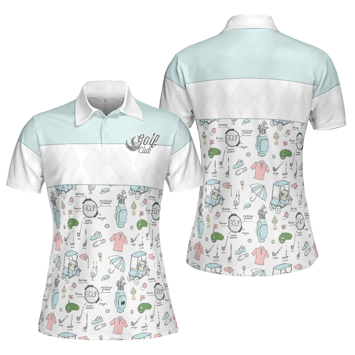 Golf Women Polo Shirt, Golf Life In Blue, Golf Symbol And Argyle Pattern Women Polo Shirts, Gift For Ladies, Team Female Golfers, Golf Lovers - Amzanimalsgift