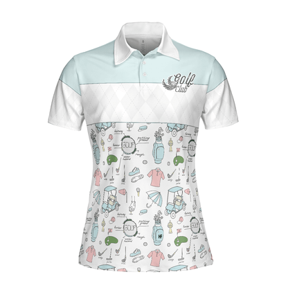 Golf Women Polo Shirt, Golf Life In Blue, Golf Symbol And Argyle Pattern Women Polo Shirts, Gift For Ladies, Team Female Golfers, Golf Lovers - Amzanimalsgift