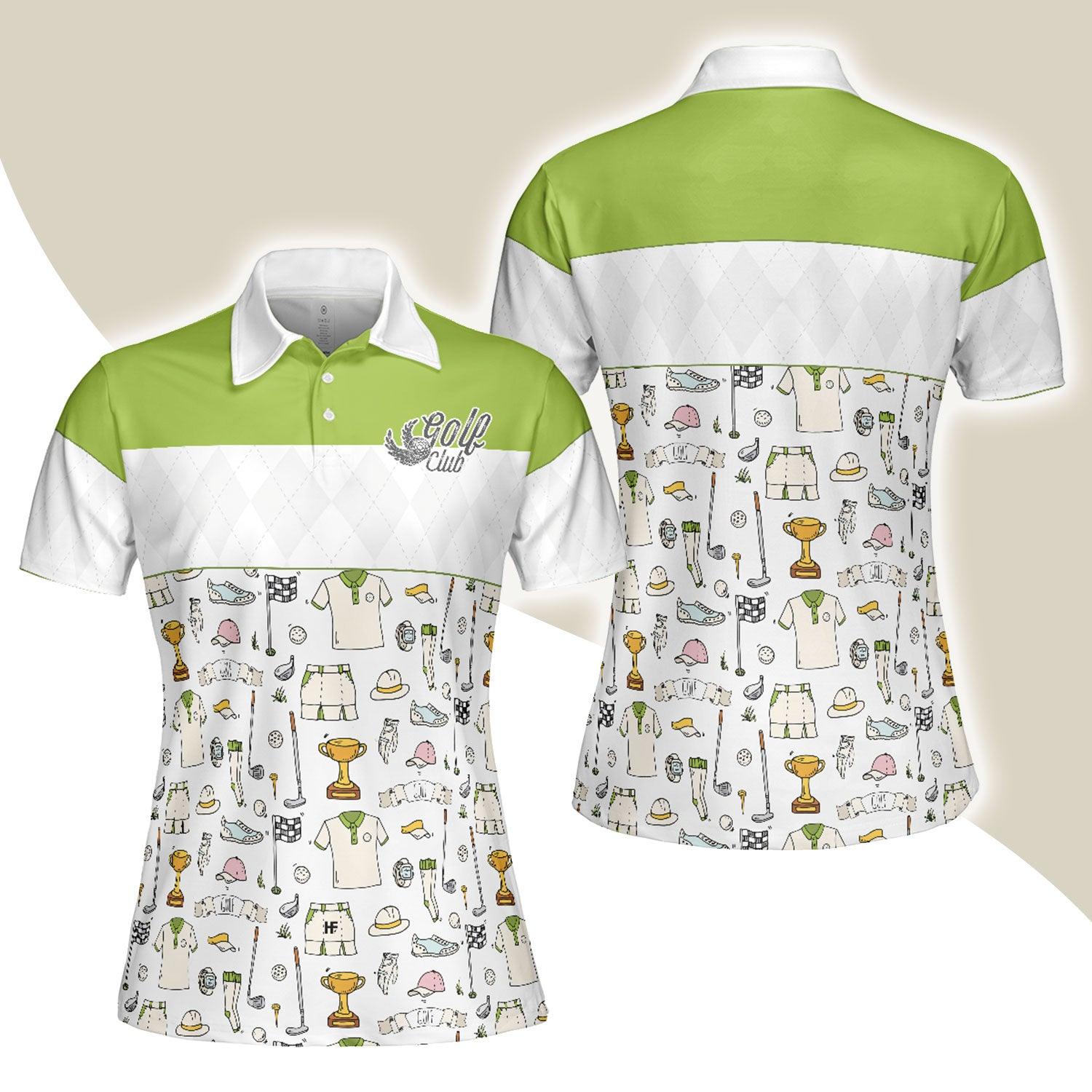 Golf Women Polo Shirt, Golf Pattern, Golf Life In Green Women Polo Shirts, Gift For Ladies, Team Female Golfers, Golf Lovers - Amzanimalsgift