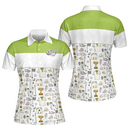 Golf Women Polo Shirt, Golf Pattern, Golf Life In Green Women Polo Shirts, Gift For Ladies, Team Female Golfers, Golf Lovers - Amzanimalsgift