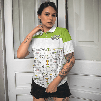 Golf Women Polo Shirt, Golf Pattern, Golf Life In Green Women Polo Shirts, Gift For Ladies, Team Female Golfers, Golf Lovers - Amzanimalsgift