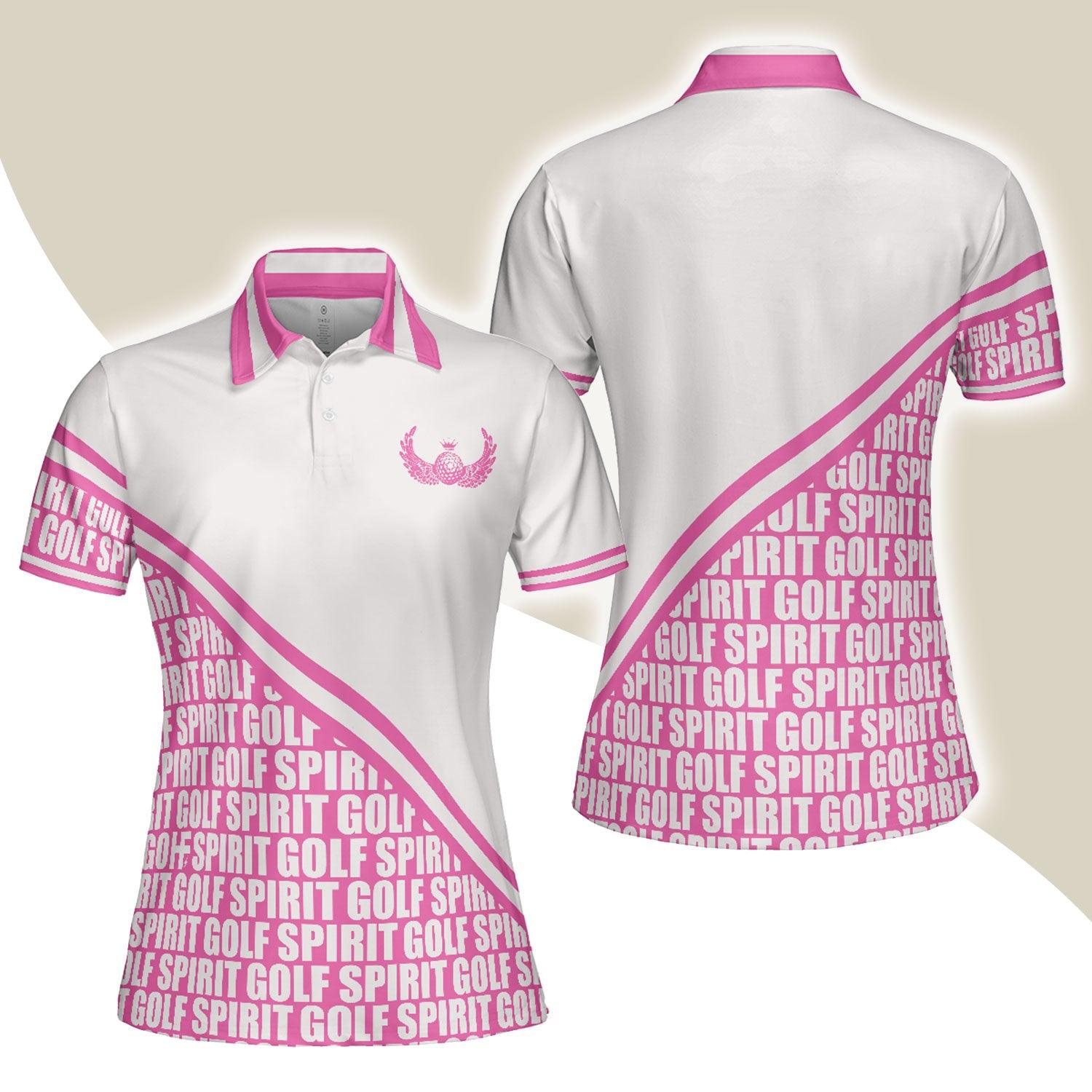Golf Women Polo Shirt, Golf Spirit In Pink, White And Pink Women Polo Shirts, Unique Golf Gift For Female Golfers, Ladies, Golf Lovers - Amzanimalsgift