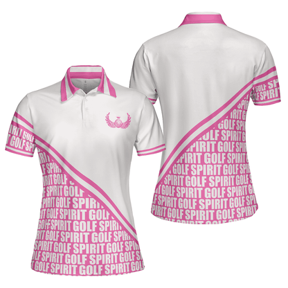 Golf Women Polo Shirt, Golf Spirit In Pink, White And Pink Women Polo Shirts, Unique Golf Gift For Female Golfers, Ladies, Golf Lovers - Amzanimalsgift