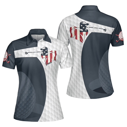 Golf Women Polo Shirt, Golf Swing American Flag, Golf Ball Texture Women Polo Shirts, Best Golfing Gift For Female Golfers, Ladies, Golf Lovers - Amzanimalsgift