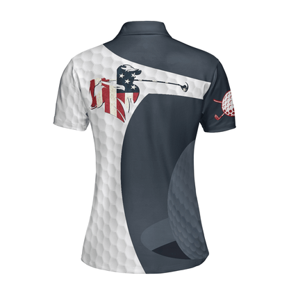 Golf Women Polo Shirt, Golf Swing American Flag, Golf Ball Texture Women Polo Shirts, Best Golfing Gift For Female Golfers, Ladies, Golf Lovers - Amzanimalsgift