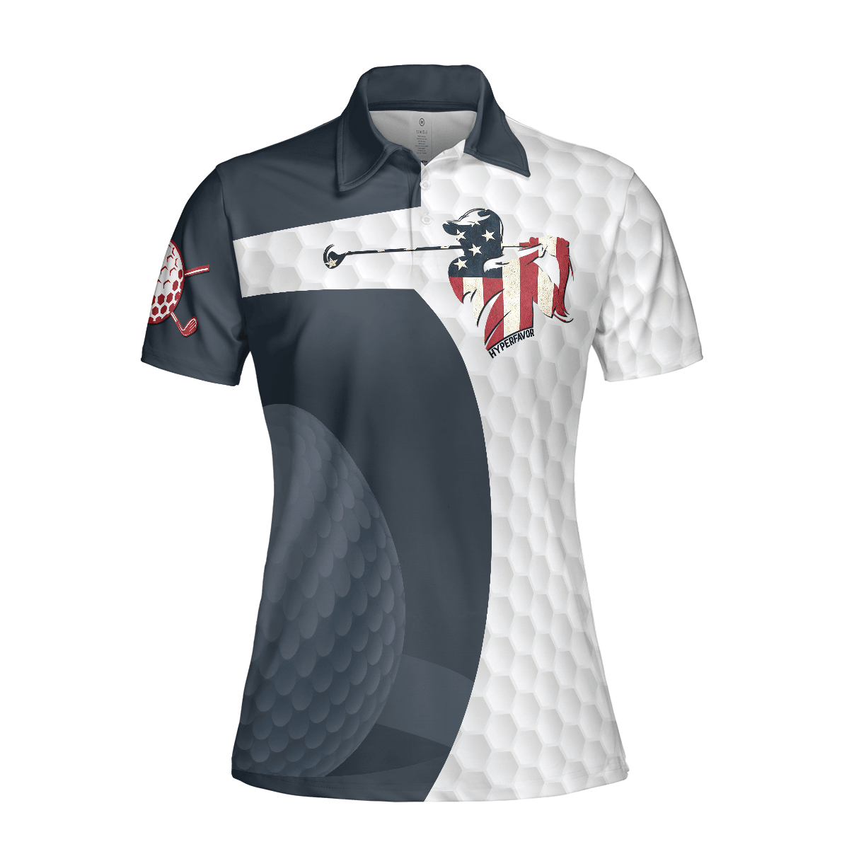 Golf Women Polo Shirt, Golf Swing American Flag, Golf Ball Texture Women Polo Shirts, Best Golfing Gift For Female Golfers, Ladies, Golf Lovers - Amzanimalsgift